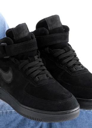 ❄️ nike air force high black❄️❤️36рр-45рр❤️кроссовки мужские найк форс зимние, мужественные зимние кроссовки найс форс чёрное с мехом