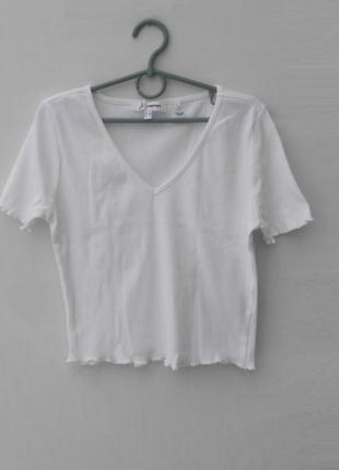 Белая хлопковая укороченная футболка топ1 фото
