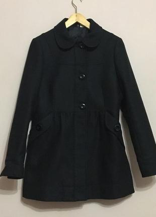 Чёрное пальто, классическое пальто, пальто с воротничком1 фото