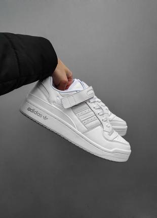 Мужские кожаные кроссовки adidas forum refined white#адидас