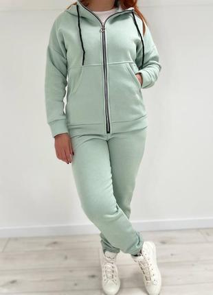 Теплий жіночий костюм на блискавці 3 кольори