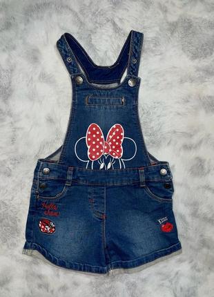 Джинсовый комбинезон шорты мини маус