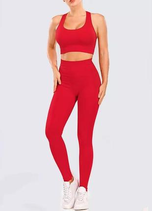 Женский костюм для фитнеса, красный - размер l, нейлон2 фото