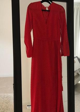 Шикарное секси красное макси платье размер м h&m2 фото