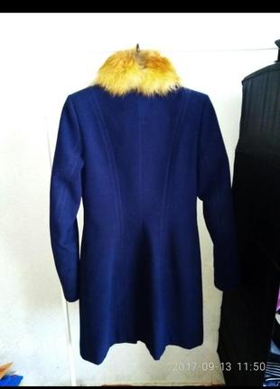 Зимнее кашемировое пальто с мехом лисы натуральный мех3 фото