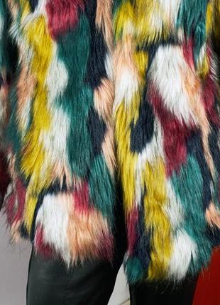 Шуба женская разноцветная мультиколорная от бренда shein радуга7 фото