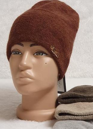 Стильна ,м'якенька подвійна  жіноча шапка тм vista (модель eleonora)6 фото