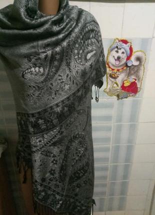 Серый широкий длинный шарф/платок2 фото