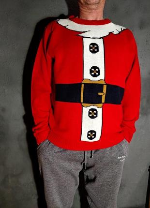 Новогодний мужской свитер дед мороз