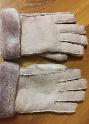 Зимние очень теплые перчатки из искусственной выворотки замша на меху xs-s меховые handmade8 фото