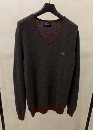 Свитер fred perry кардиган джемпер вязаный коричневый шерстяной1 фото