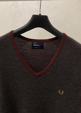 Свитер fred perry кардиган джемпер вязаный коричневый шерстяной2 фото