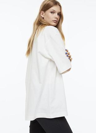 H&m біла футболка подовжена белая футболка2 фото