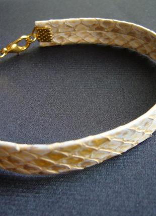 Узкий браслет из натуральной кожи питона, змеи, унисекс.