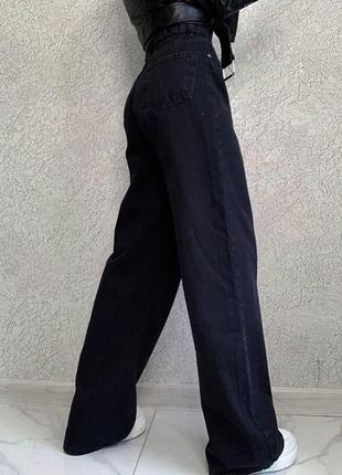 Джинсы палаццо котон высокая посадка клеш джинсовые штаны прямые широкие7 фото
