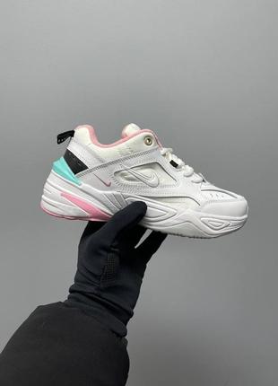 Женские кроссовки nike m2k tekno white pink turquoise / smb