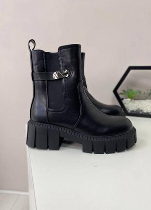 Женские зимние ботинки черные, экокожа4 фото
