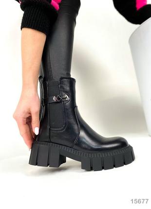 Женские зимние ботинки черные, экокожа6 фото