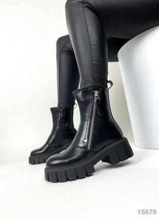 Женские зимние ботинки черные, экокожа5 фото