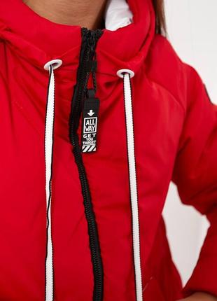 Куртка зимова жіноча пуховик теплий молодіжна кокон а 1010/1 червона червоного кольору червоний 44-54р4 фото