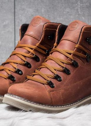 Ботинки кожаные зимние cat rider nubuck рыжие2 фото