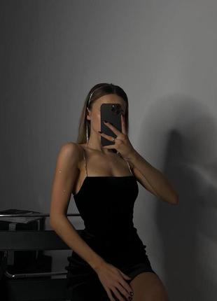 Очень привлекательное женское платье на брителе- цепочке, цвет: синий, черный, размер: 42-44, 44-463 фото