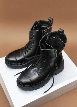🎄balenciaga black tractor side-zip boots fur8 фото
