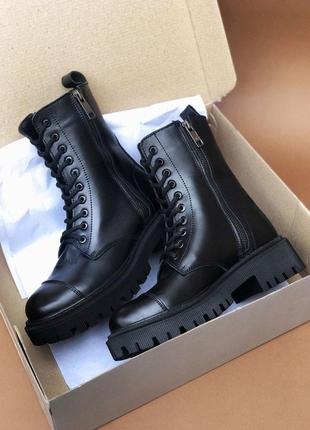 🎄balenciaga black tractor side-zip boots fur10 фото