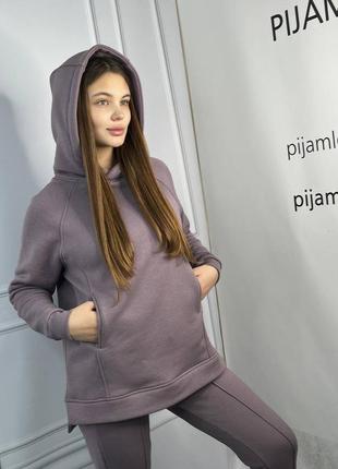 Тёплый женский спортивный костюм на флисе цвет мокко купить