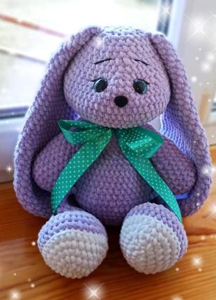 М'яка іграшка зайчик, 37см, ручної роботи, handmade, подарунок дитині, плюшева іграшка, м'яка іграшка