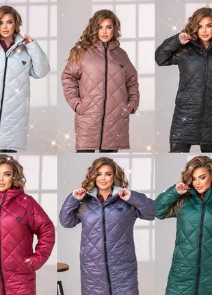 Куртка пальто стеганное fashion на силиконе теплое современное 48-50 52-54 56-58 (белый, бордо, слива, черный)