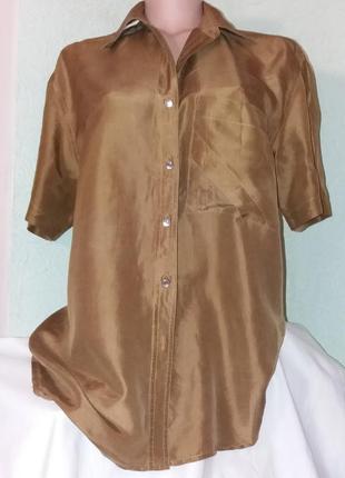 Воздушная шелковая блуза в спортивном стиле,40-46разм.,ecco,пог-56см..