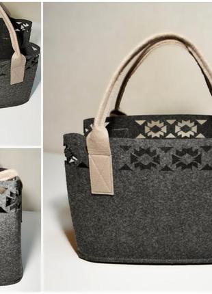 Практичная стильная объемная сумка с перфорацией,сумка-шоппер для пасхи1 фото
