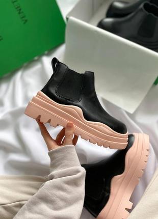 Bottega veneta mini pink no logo, ботинки жіночі боттега, черевики жіночі, ботинки женские весна-осень2 фото