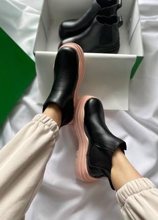Bottega veneta mini pink no logo, ботинки жіночі боттега, черевики жіночі, ботинки женские весна-осень6 фото