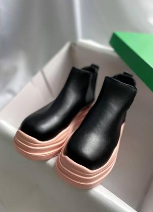 Bottega veneta mini pink no logo, ботинки жіночі боттега, черевики жіночі, ботинки женские весна-осень8 фото