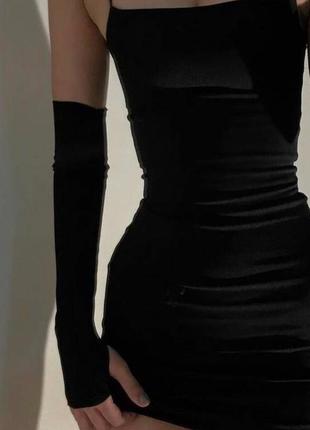 Платье мини сарафан сукня плаття черное разрез бретельки лямки
