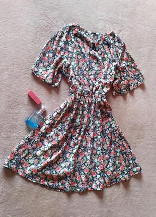 Очень красивое качественное шифоновое платье с пышной юбкой талия на резинке цветочный принт3 фото