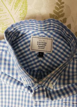 Фирменная рубашка в клетку длинный рукав cotton oxford4 фото