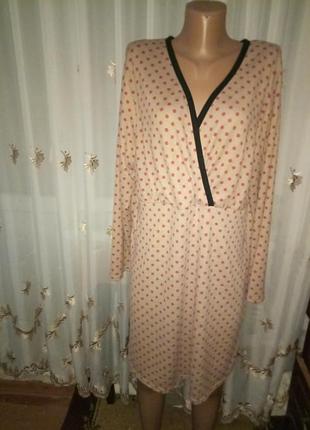 Кофейное платье в горошки