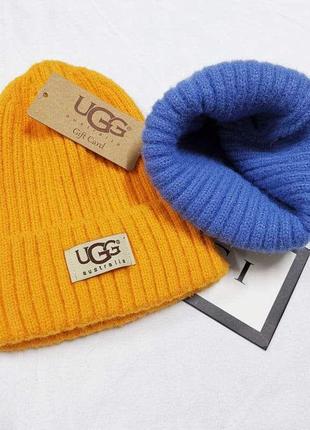 Женская зимняя шапка - бини "ugg"5 фото