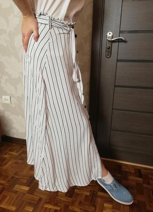 Брендовая крутая полосатая юбка миди на пуговицах2 фото