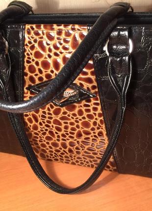 Жіноча леопардова сумка рептилия8 фото