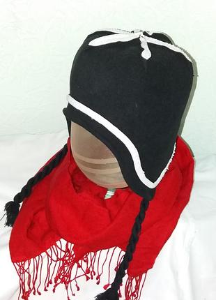 Флисовая шапка с ушками,-55-56разм..