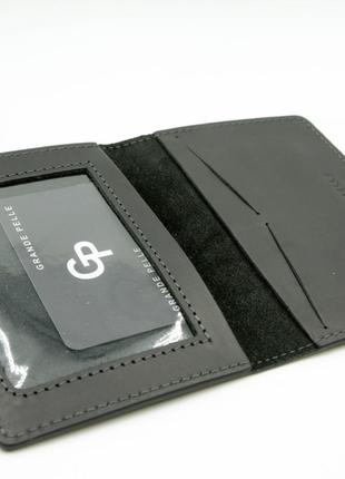 Шкіряна обкладинка на військовий квиток чорний матовий, обкладинка "слава зсу" з натуральної шкіри, чохол для документів3 фото