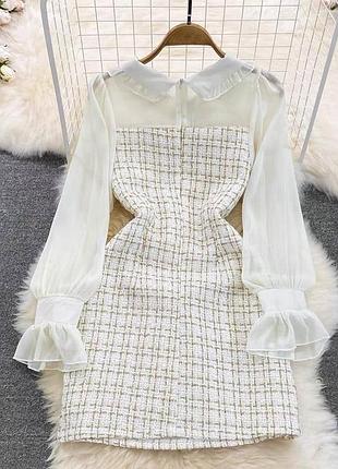 Элегантное твидовое платье в клетку