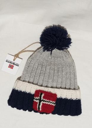 Шапка тепла стильна з помпоном напапири napapijri