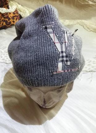 Серый колпак ангора стразы сваровски