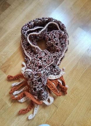 Трендовий довгий  шарф об'ємної в'язки шерстяной