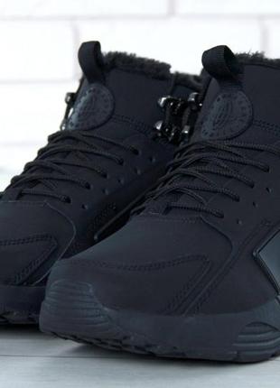 Зимние кроссовки nike huarache x acronym city winter black с мехом